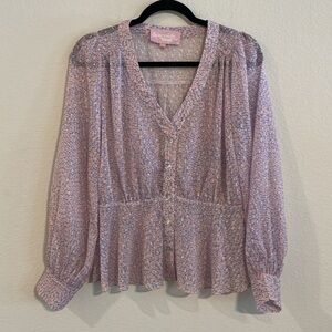 Sincerely Ours Women Peplum Top Small Pink Babydoll Girlhoodcore Cottagecore